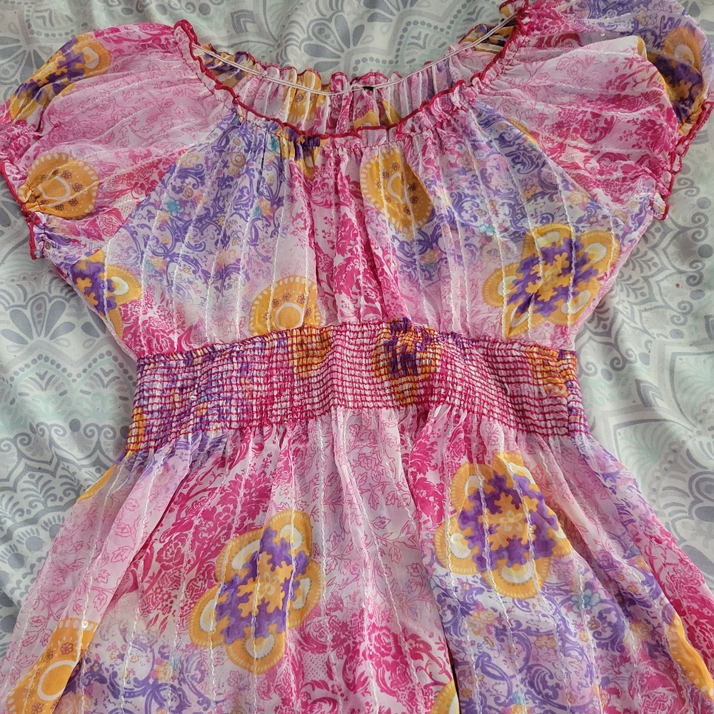 Sheer Pink Spring Blouse Large